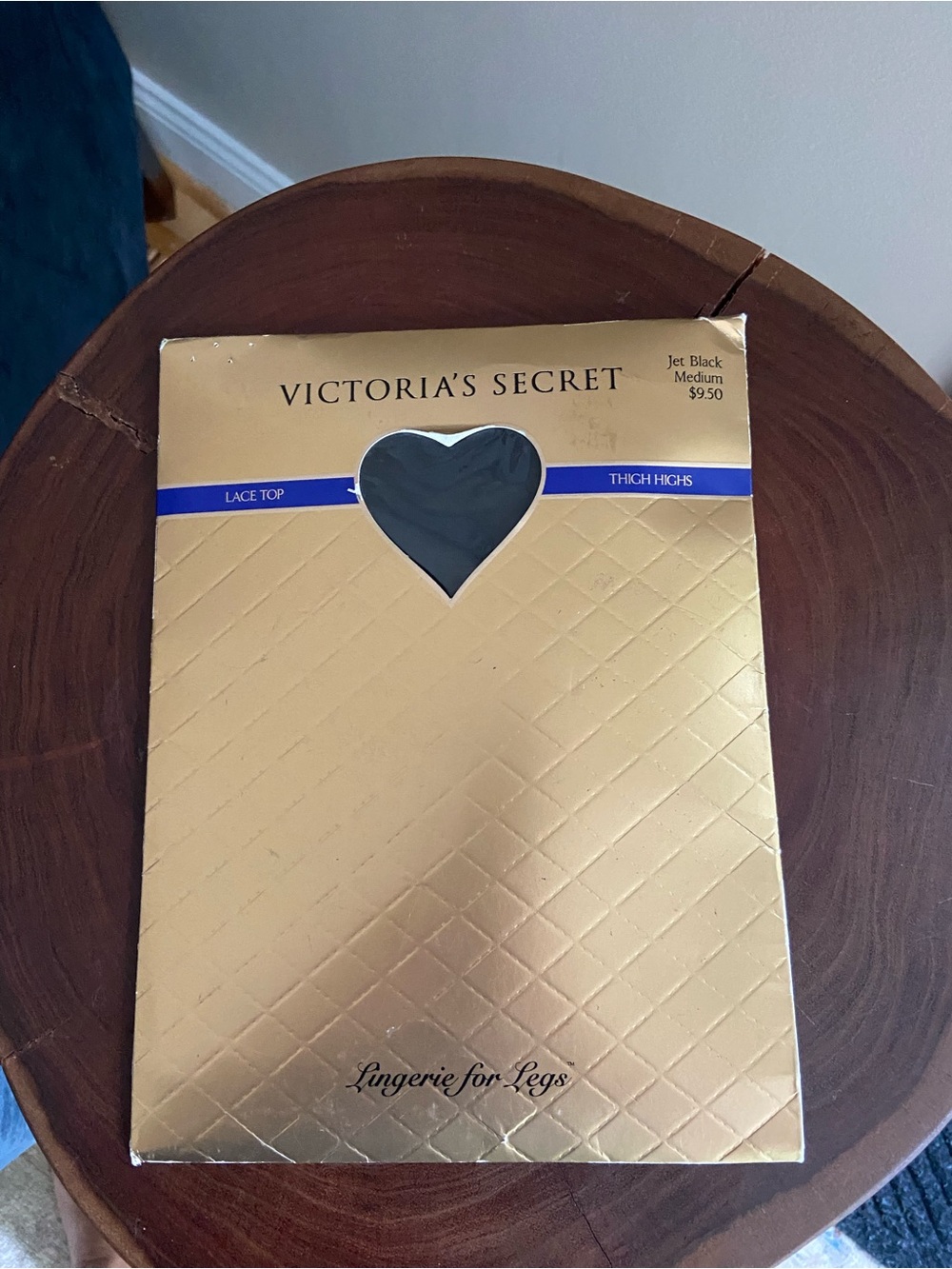 Victoria's Secret Jet Black Lace Top Thigh Highs Packaging